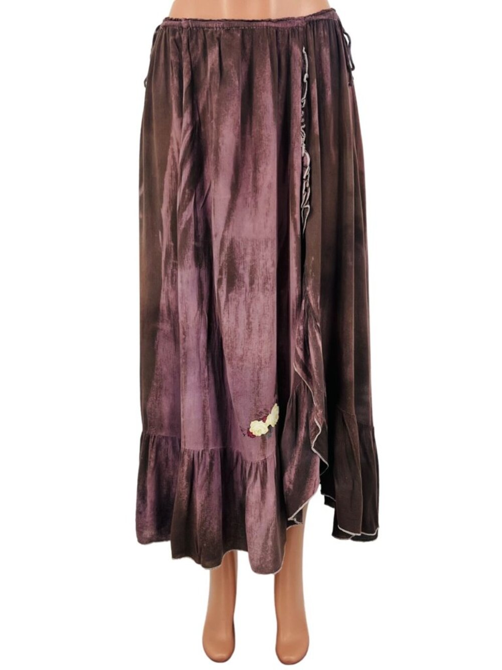 Vtg Free People Boho Embroidered Maxi Skirt| Boho Grunge Fairycore Dark Coquette - Picture 2 of 16